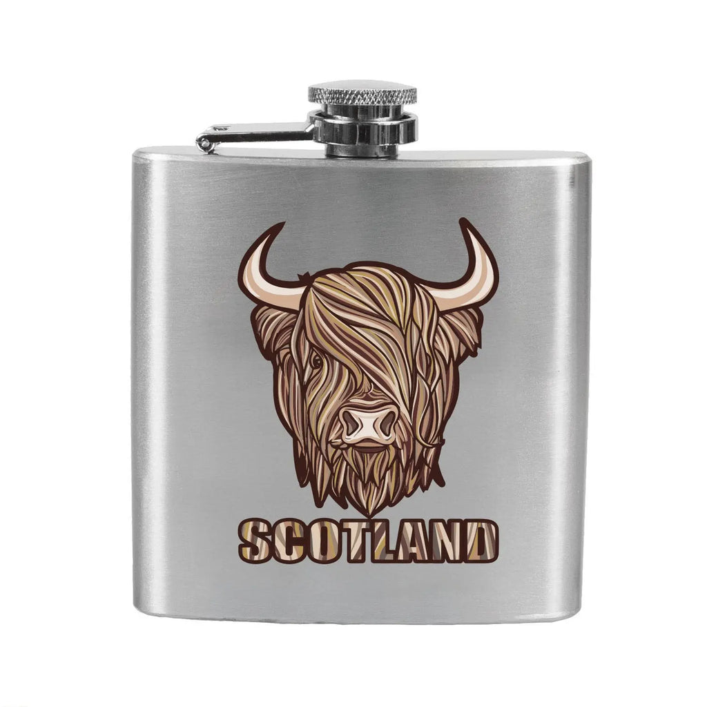 Scotland Cow Print Hip Flask - Brown Travel Outfitters