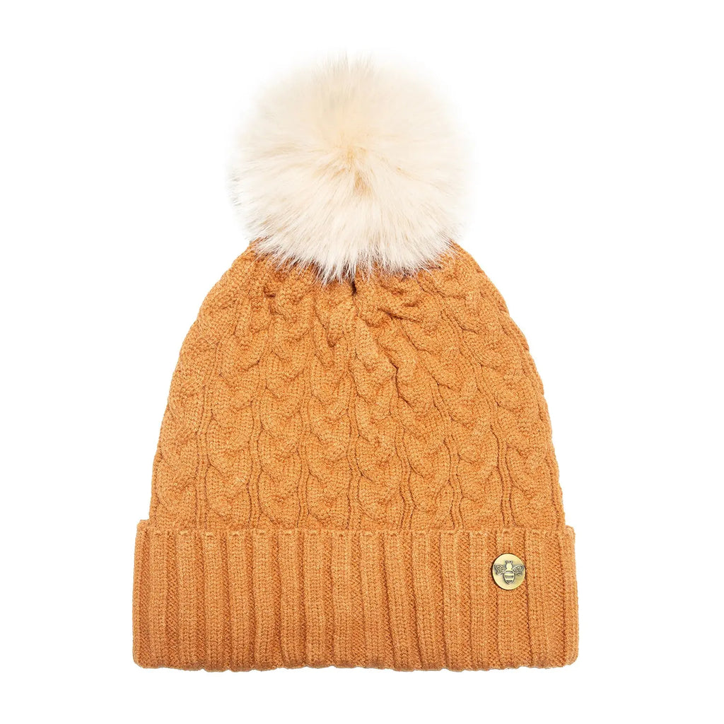 House of Celtic Bee Cable Knit Hat - Capuccino Travel Outfitters