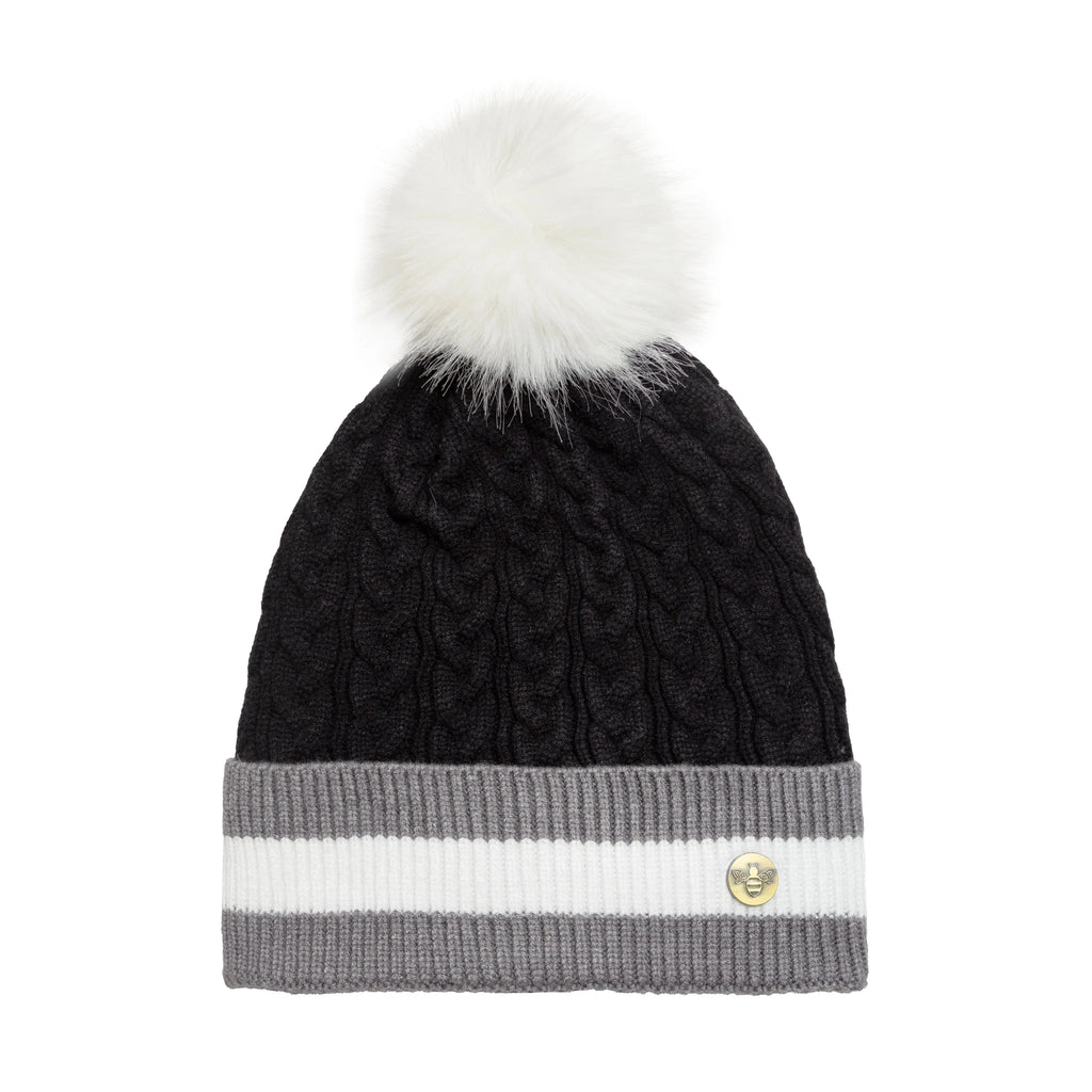 House of Celtic Cable Knit Hat - Banded Black Grey Travel Outfitters