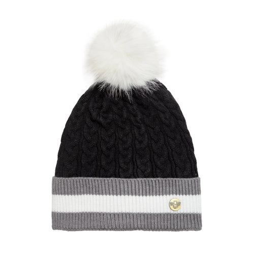 House of Celtic Cable Knit Hat - Banded Black Grey Travel Outfitters