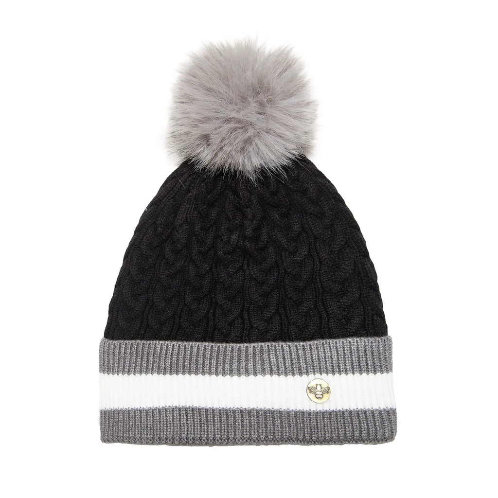 House of Celtic Cable Knit Hat - Banded Black Grey Travel Outfitters