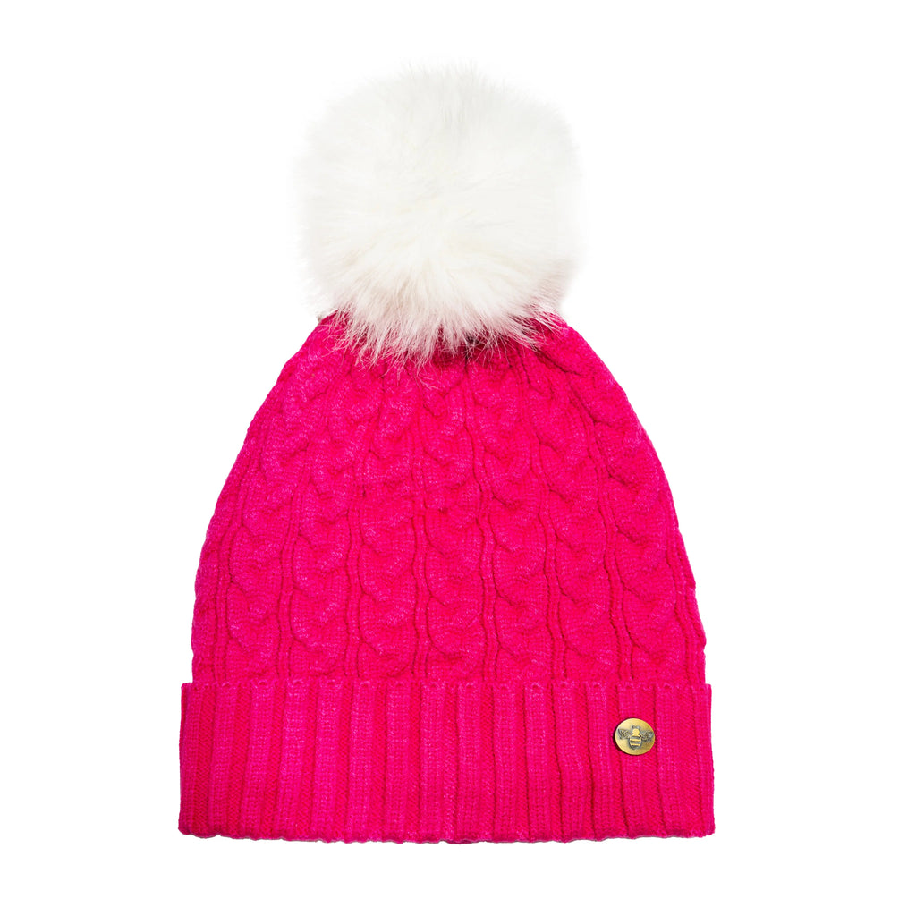 House of Celtic Bee Ribbed Knit Hat - Fuchsia Travel Outfitters