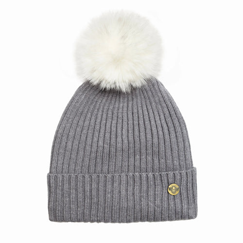 House of Celtic Bee Ribbed Knit Hat - Grey Travel Outfitters