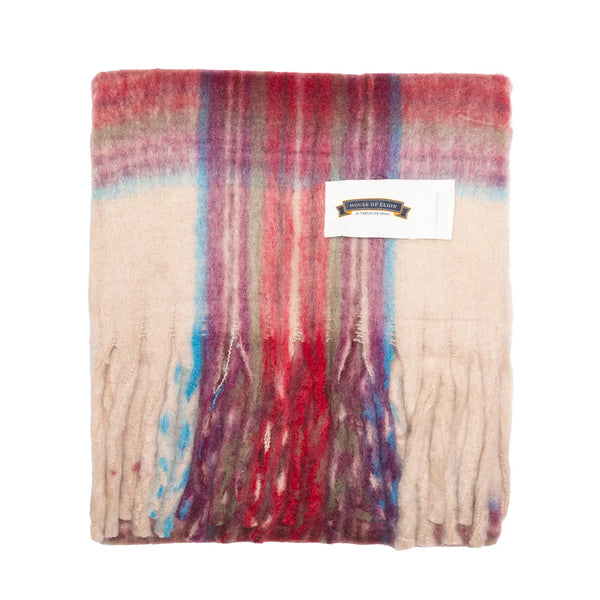 House Of Elgin - Blanket Scarf - Off-White Plum Dress Stewart House Of Elgin