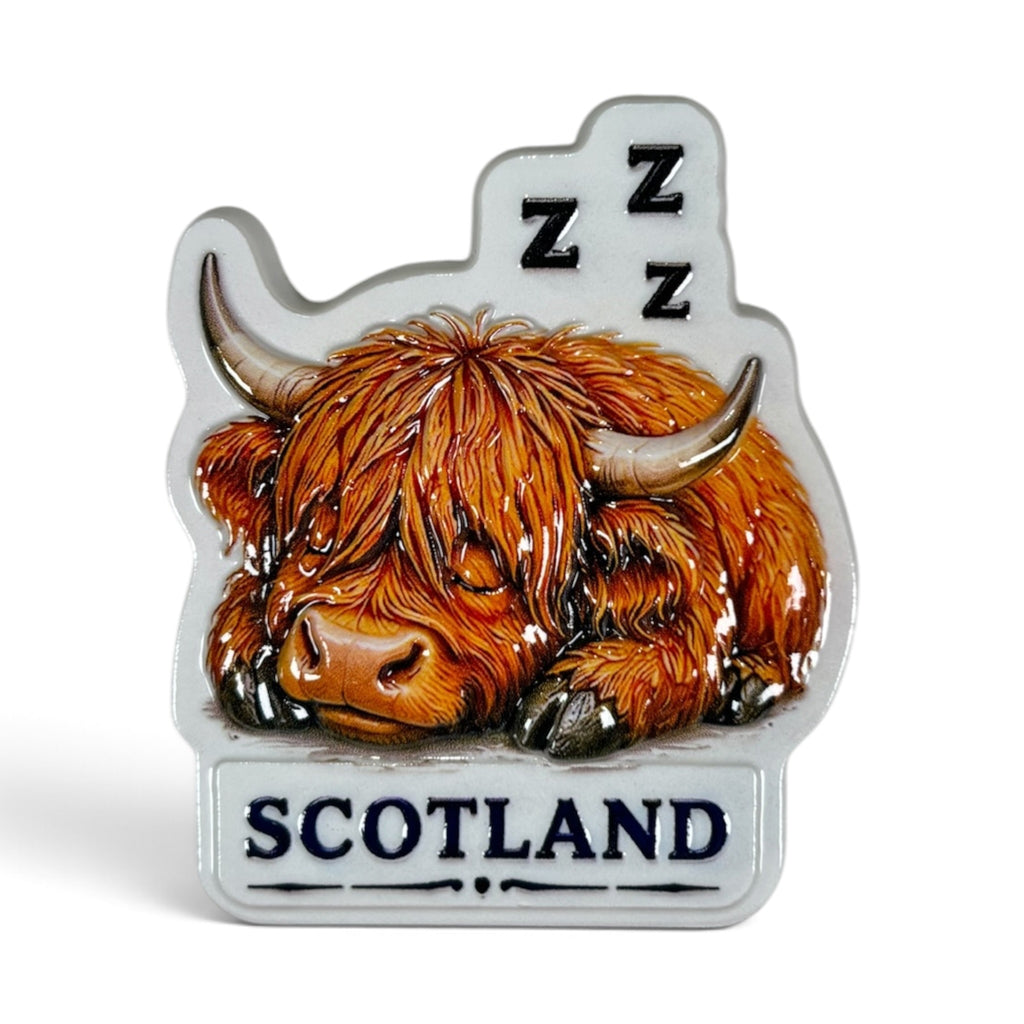 Sleepy Highland Cow Magnet