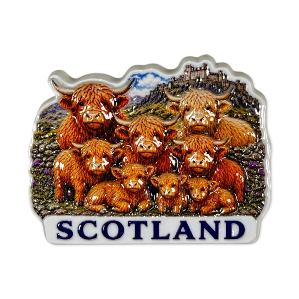 Highland Cow Family Scenic Magnet