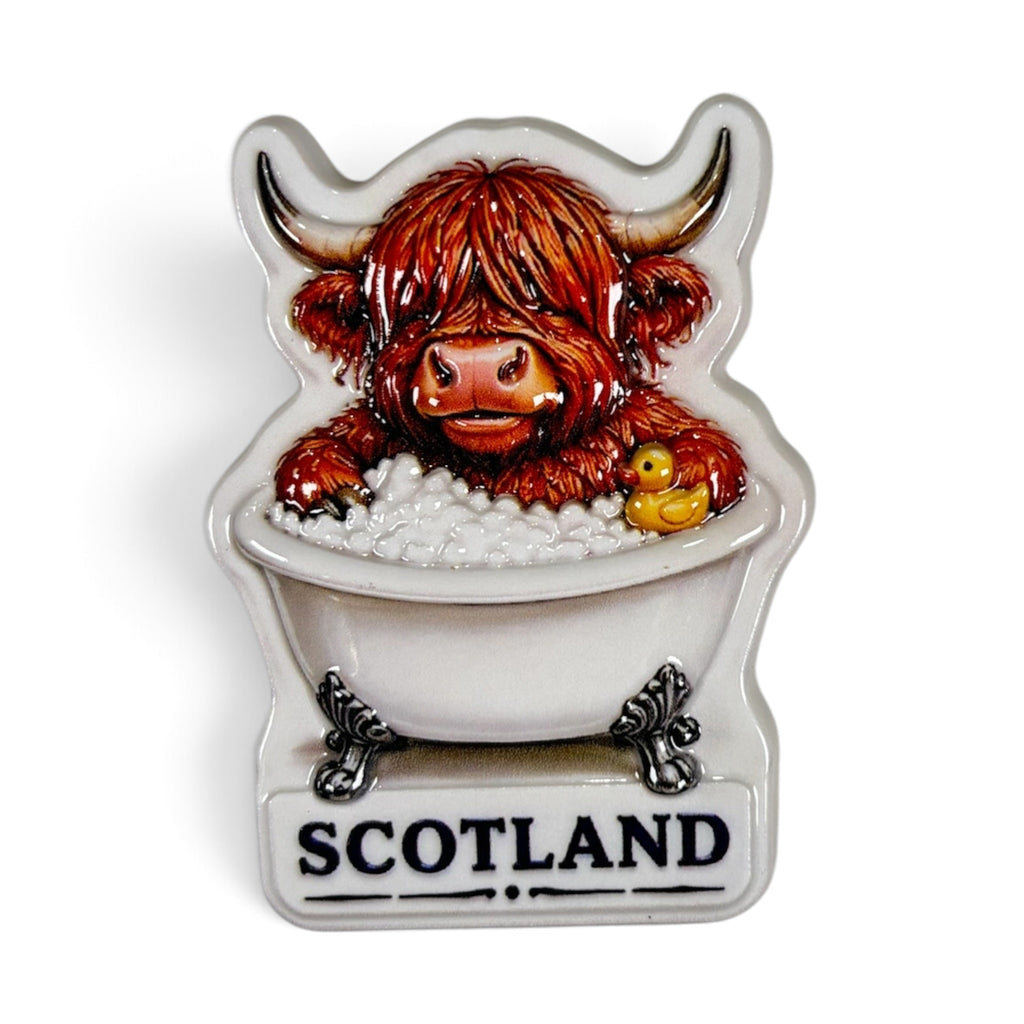 Bath Time Highland Cow Magnet