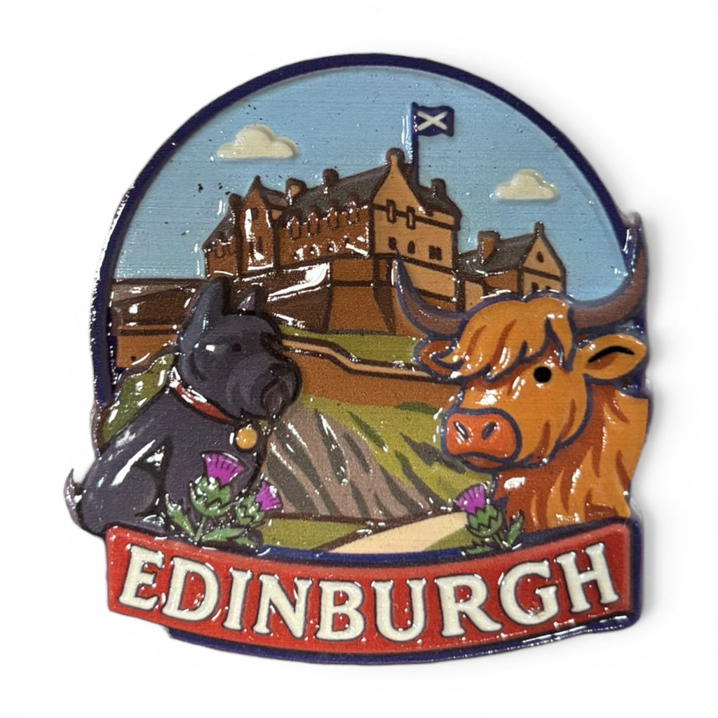 Edinburgh Bobby,Cow & Castle Gloss Magnet