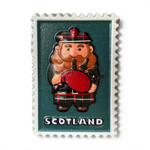 Scotland Piper Stamp Matt Magnet