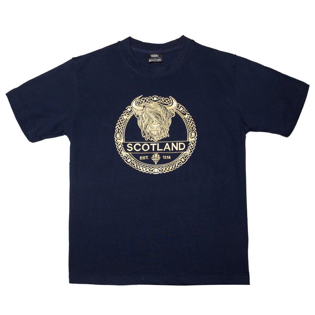 Adults Celtic Cow T-Shirts - Navy Travel Outfitters