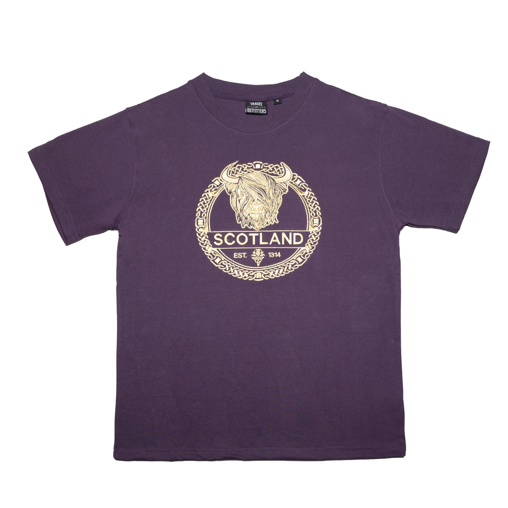 Adults Celtic Cow T-Shirts - Purple Travel Outfitters