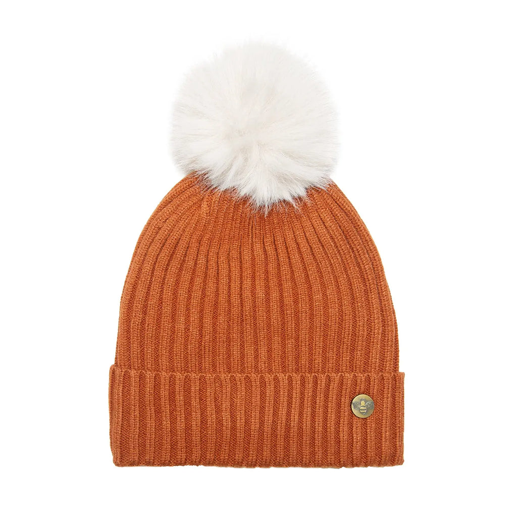 House of Celtic Bee Ribbed Knit Hat - Mocha Travel Outfitters