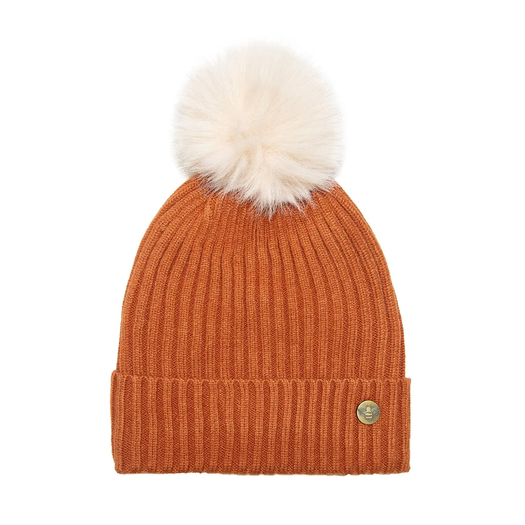 House of Celtic Bee Ribbed Knit Hat - Mocha Travel Outfitters