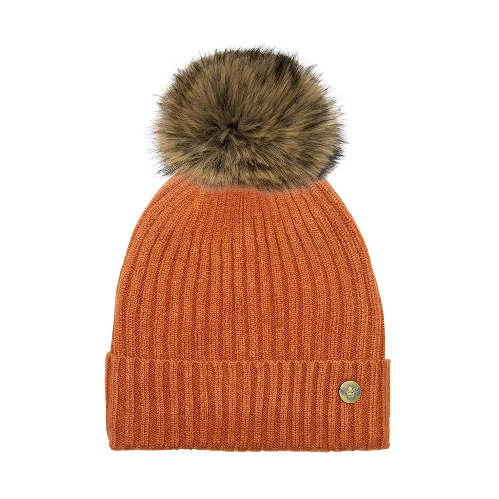 House of Celtic Bee Ribbed Knit Hat - Mocha Travel Outfitters