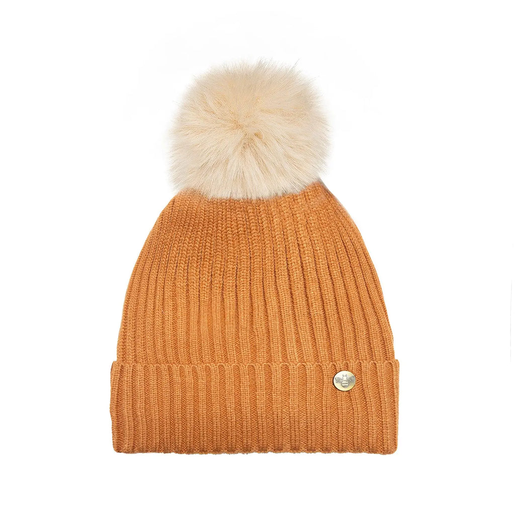 House of Celtic Bee Ribbed Knit Hat - Cappucino Travel Outfitters