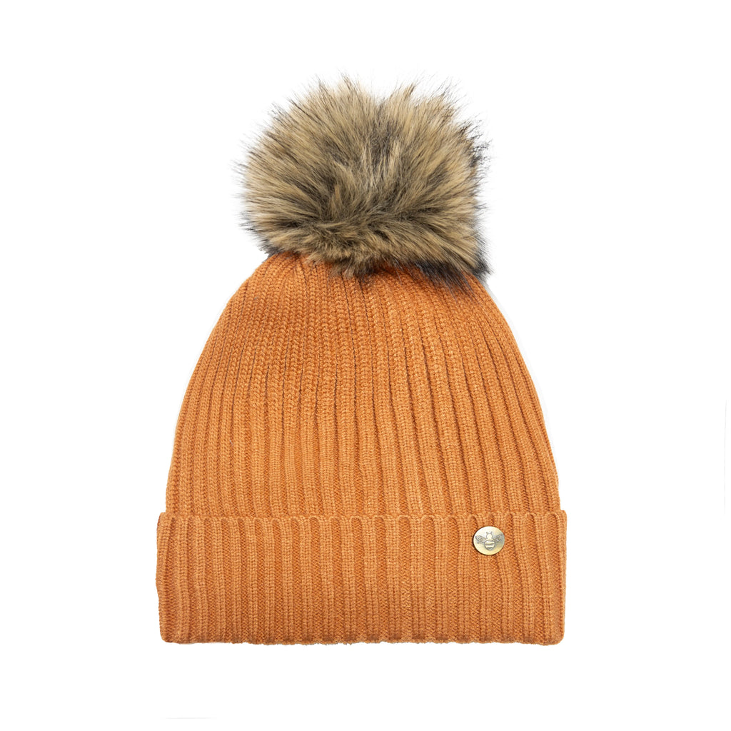 House of Celtic Bee Ribbed Knit Hat - Cappucino Travel Outfitters