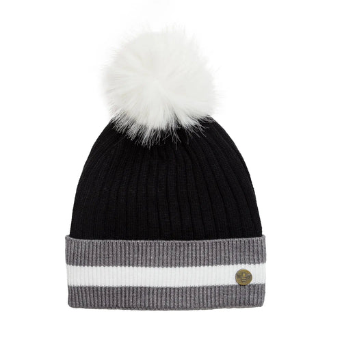 House of Celtic Bee Ribbed Knit Hat - Banded Black Grey Travel Outfitters