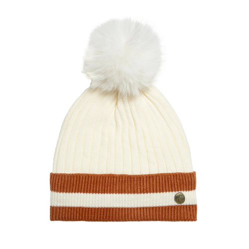 House of Celtic Bee Ribbed Knit Hat - Banded White Travel Outfitters