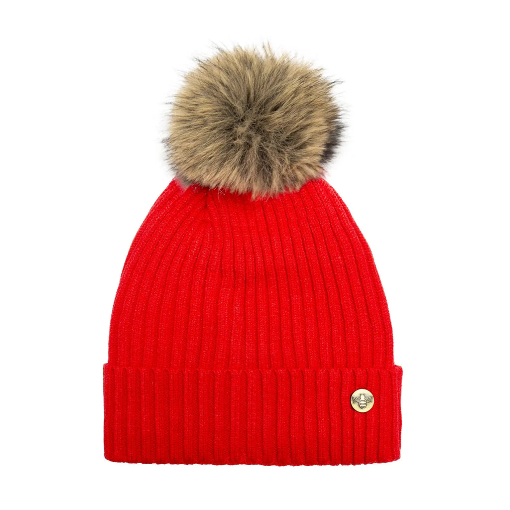 House of Celtic Bee Ribbed Knit Hat - Ferrari Red Travel Outfitters