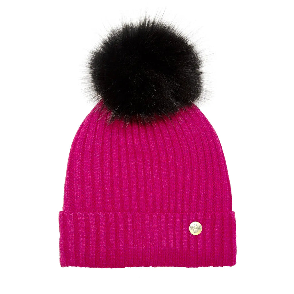 House of Celtic Bee Ribbed Knit Hat - Raspberry Travel Outfitters