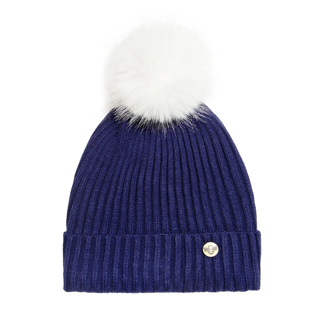 House of Celtic Bee Ribbed Knit Hat - Navy Travel Outfitters