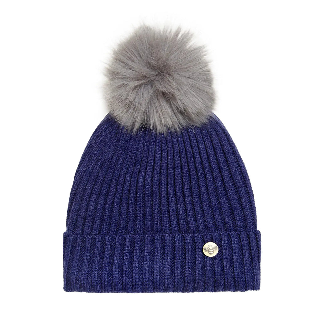 House of Celtic Bee Ribbed Knit Hat - Navy Travel Outfitters