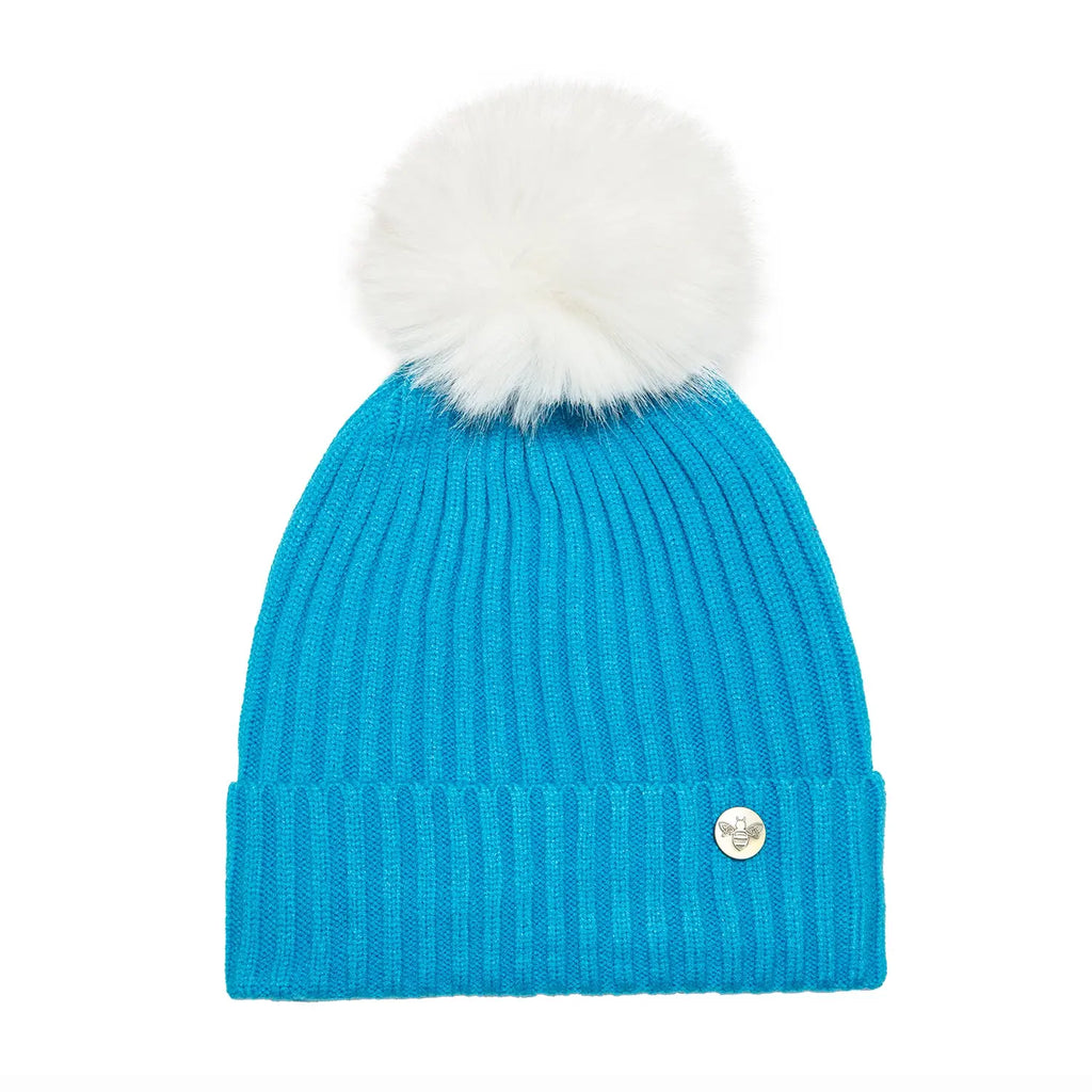 House of Celtic Bee Ribbed Knit Hat - Turquoise Travel Outfitters