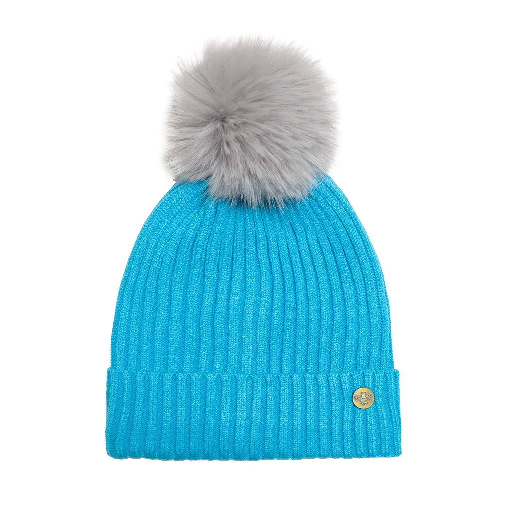 House of Celtic Bee Ribbed Knit Hat - Turquoise Travel Outfitters