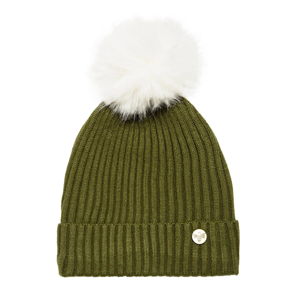 House of Celtic Bee Ribbed Knit Hat - Olive Travel Outfitters