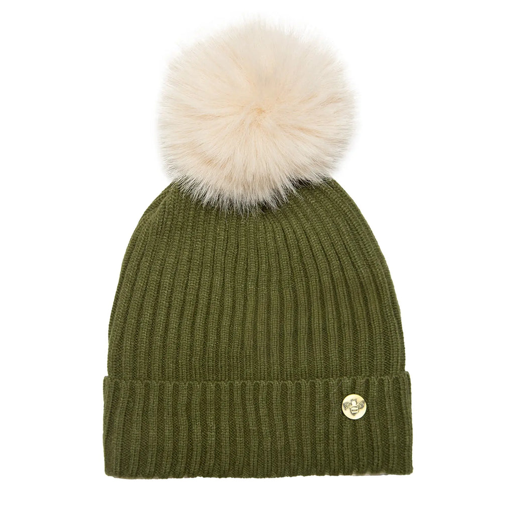 House of Celtic Bee Ribbed Knit Hat - Olive Travel Outfitters