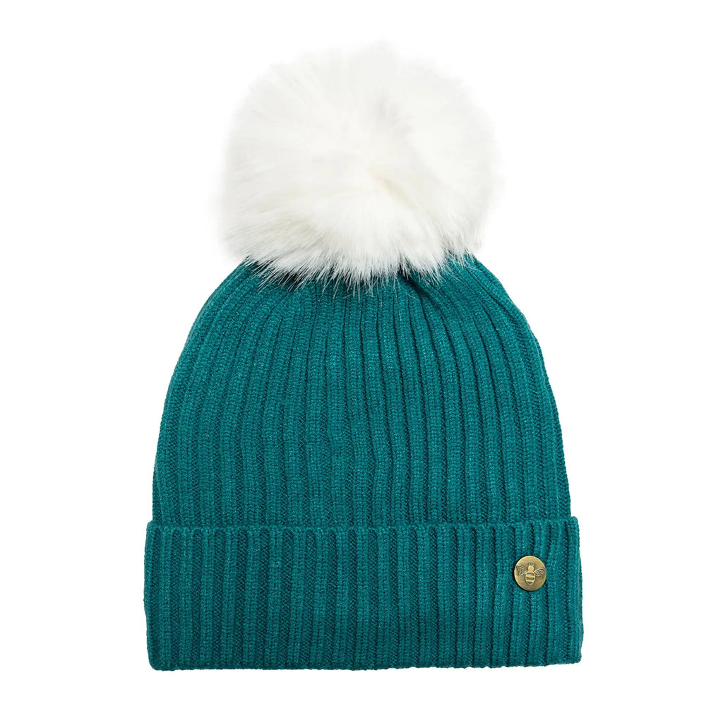 House of Celtic Bee Ribbed Knit Hat - Teal Travel Outfitters