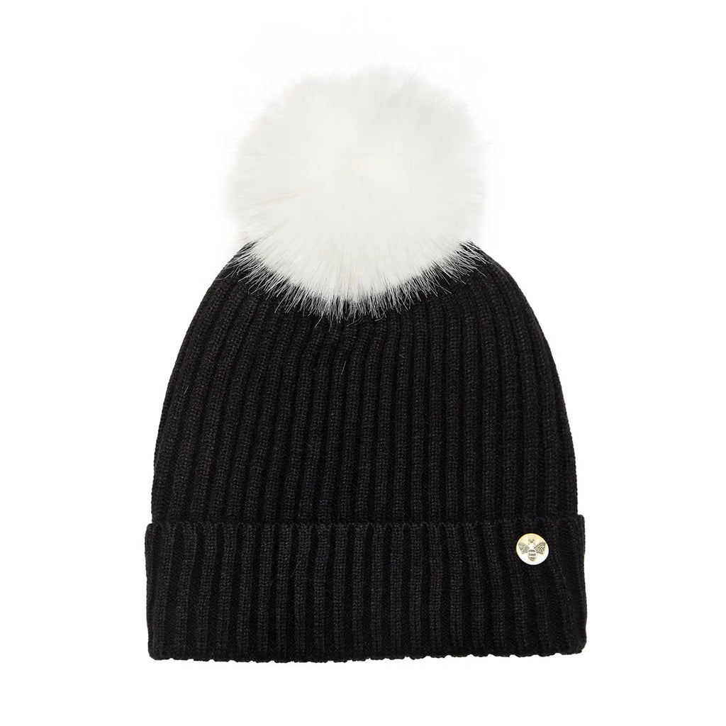 House of Celtic Bee Ribbed Knit Hat - Black Travel Outfitters
