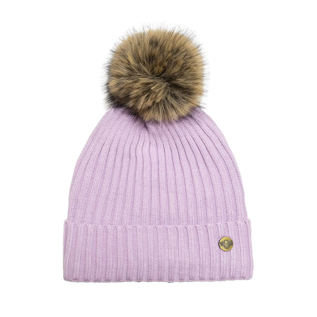 House of Celtic Bee Ribbed Knit Hat - Lilac Travel Outfitters