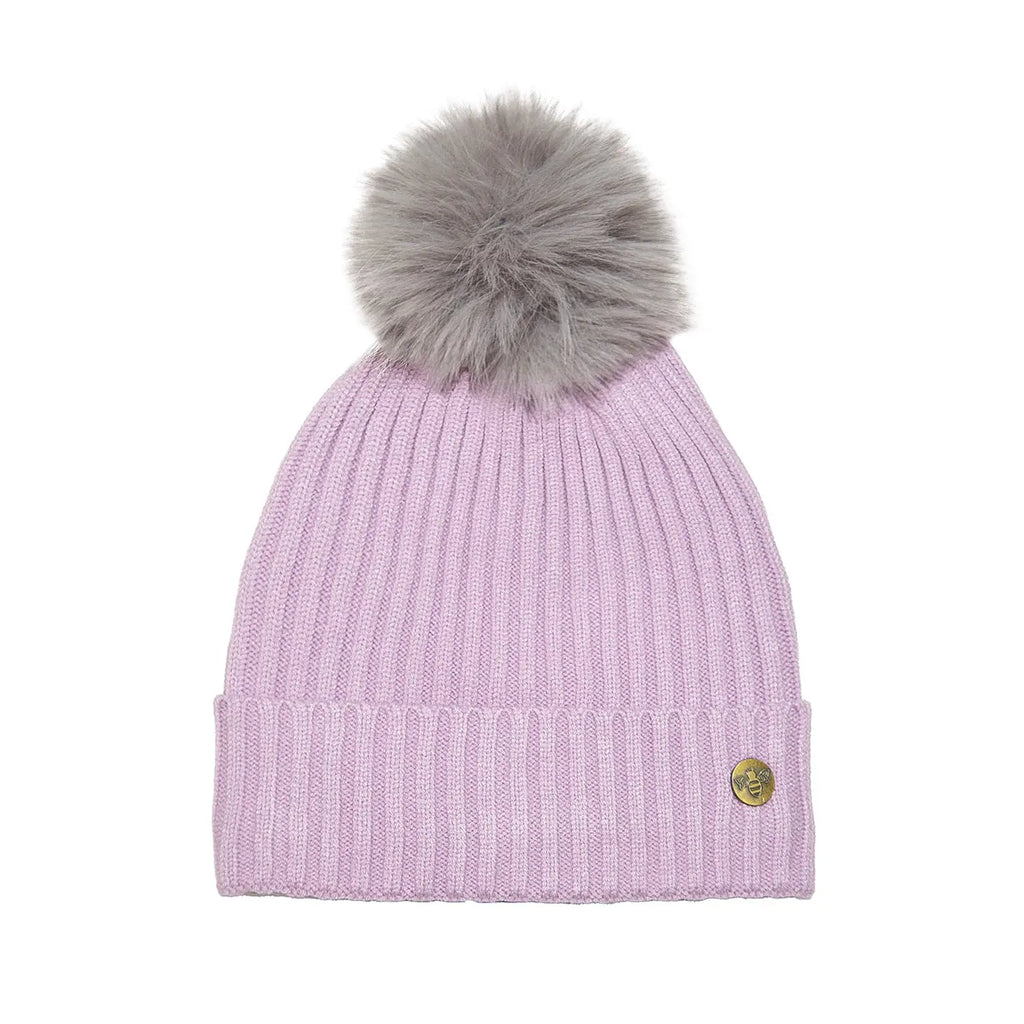 House of Celtic Bee Ribbed Knit Hat - Lilac Travel Outfitters