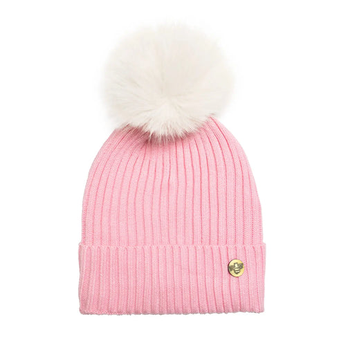House of Celtic Bee Ribbed Knit Hat - Baby Pink Travel Outfitters
