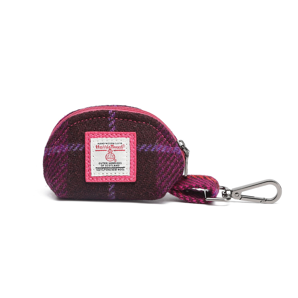 Harris Tweed Mini Zip Purse Purple/Fuchsia