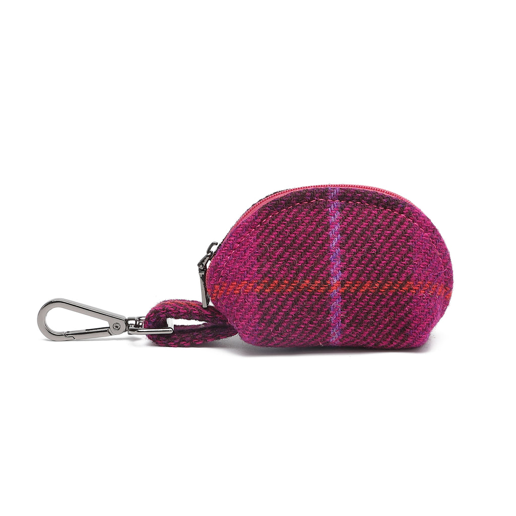 Harris Tweed Mini Zip Purse Purple/Fuchsia