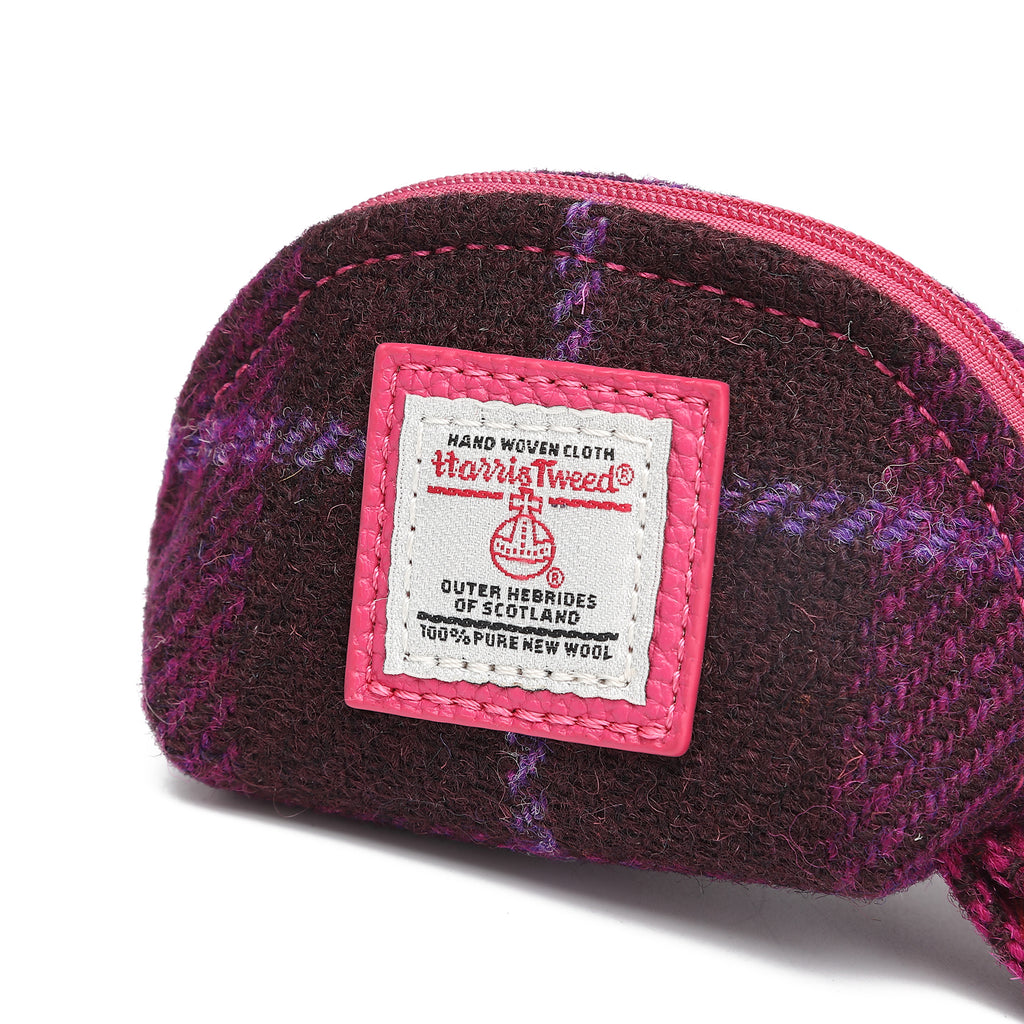 Harris Tweed Mini Zip Purse Purple/Fuchsia
