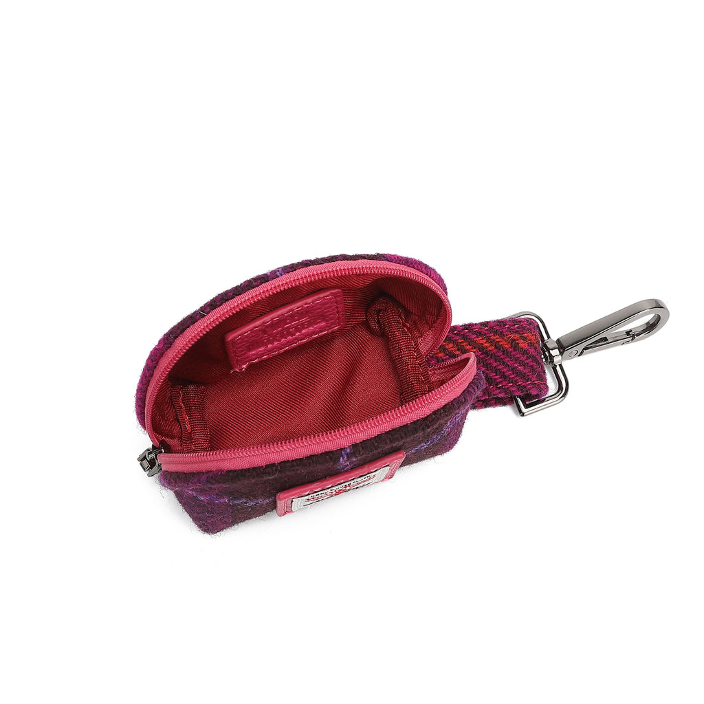 Harris Tweed Mini Zip Purse Purple/Fuchsia