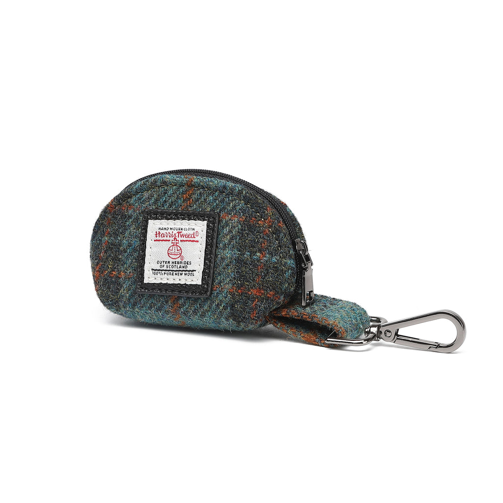 Harris Tweed Mini Zip Purse Green/Black