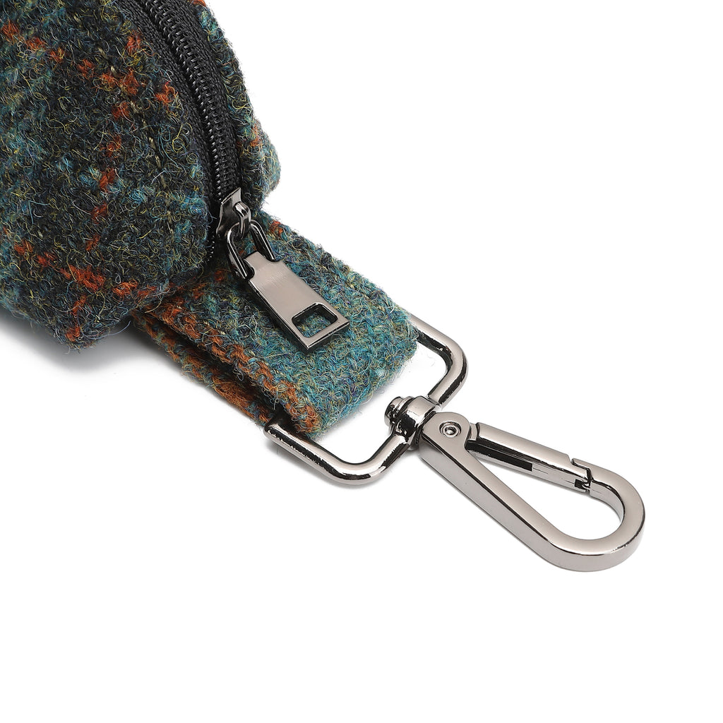 Harris Tweed Mini Zip Purse Green/Black