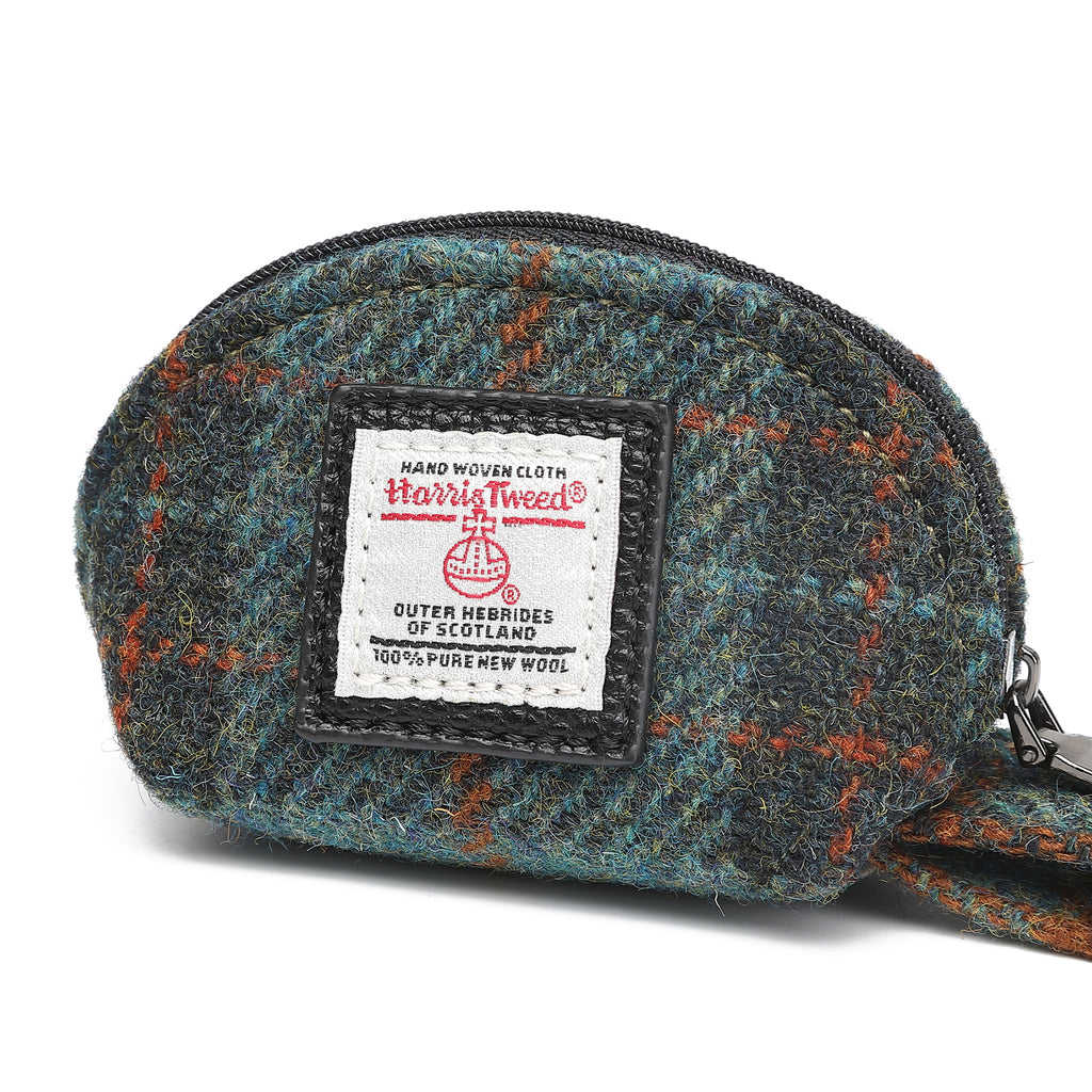Harris Tweed Mini Zip Purse Green/Black