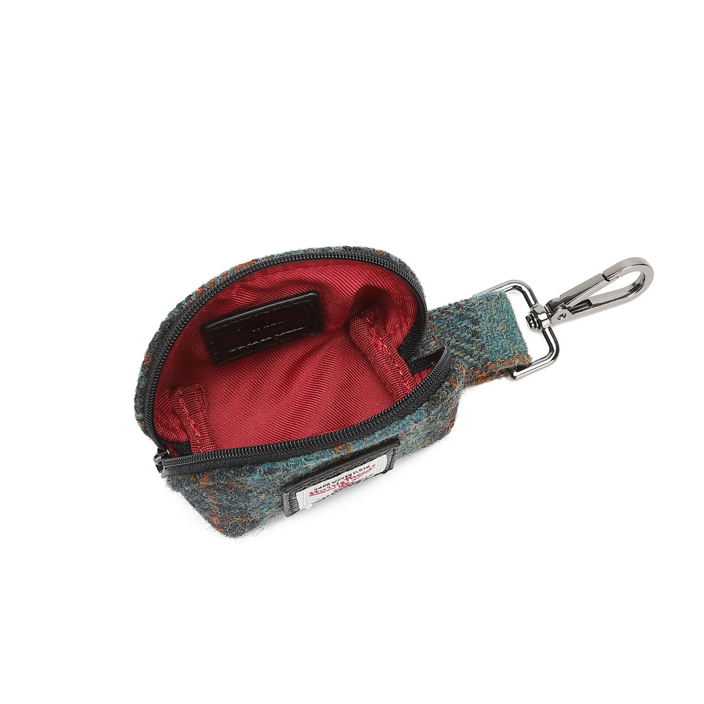 Harris Tweed Mini Zip Purse Green/Black