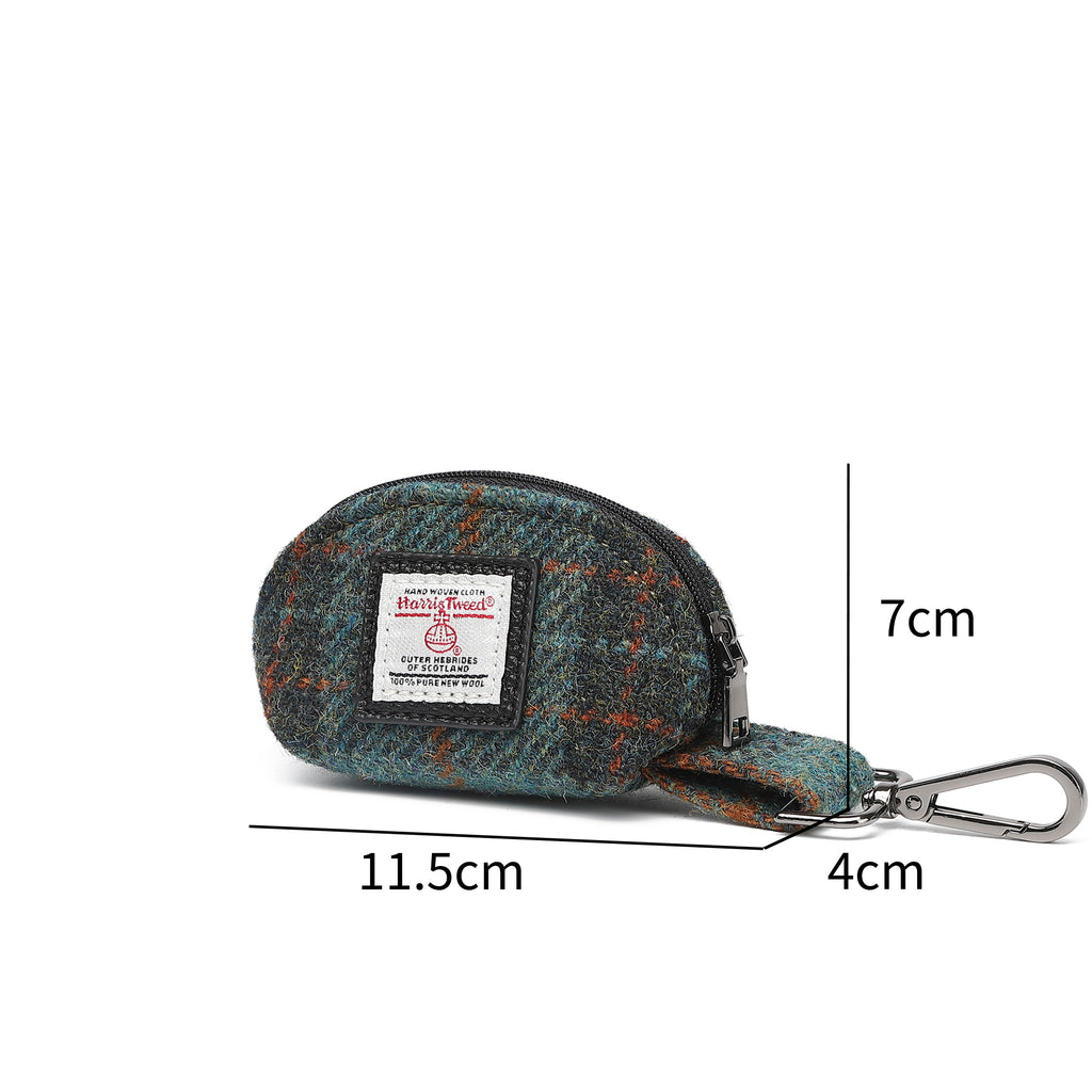 Harris Tweed Mini Zip Purse Green/Black