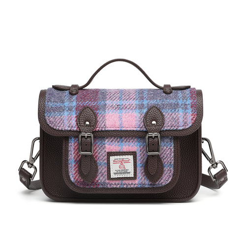 Harris Tweed Edinburgh Satchel Purple Blue/Dark Brown