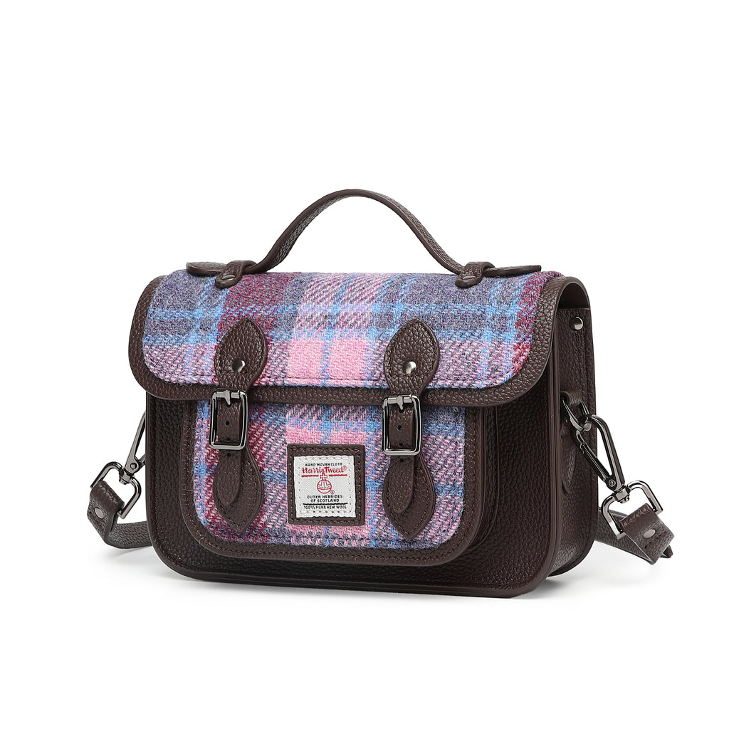 Harris Tweed Edinburgh Satchel Purple Blue/Dark Brown