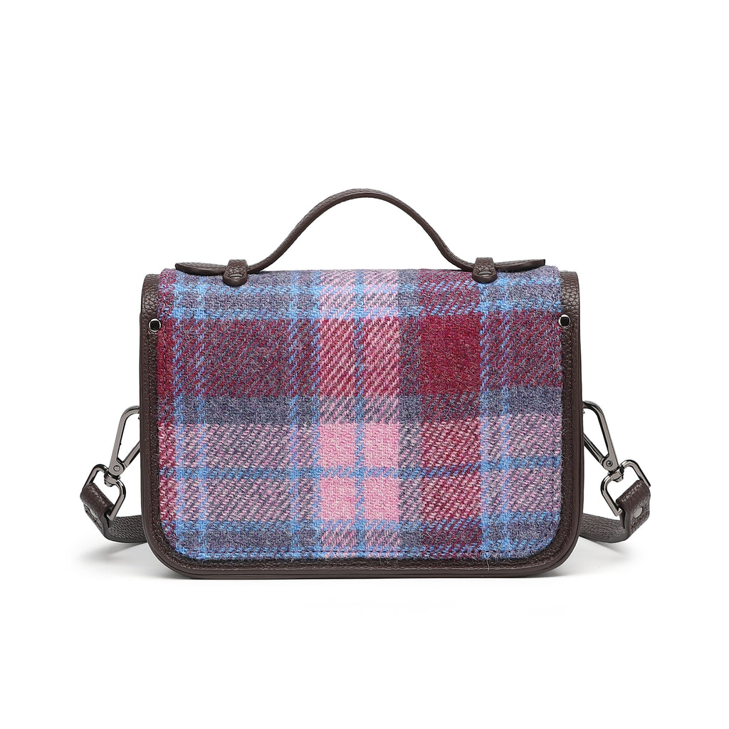 Harris Tweed Edinburgh Satchel Purple Blue/Dark Brown