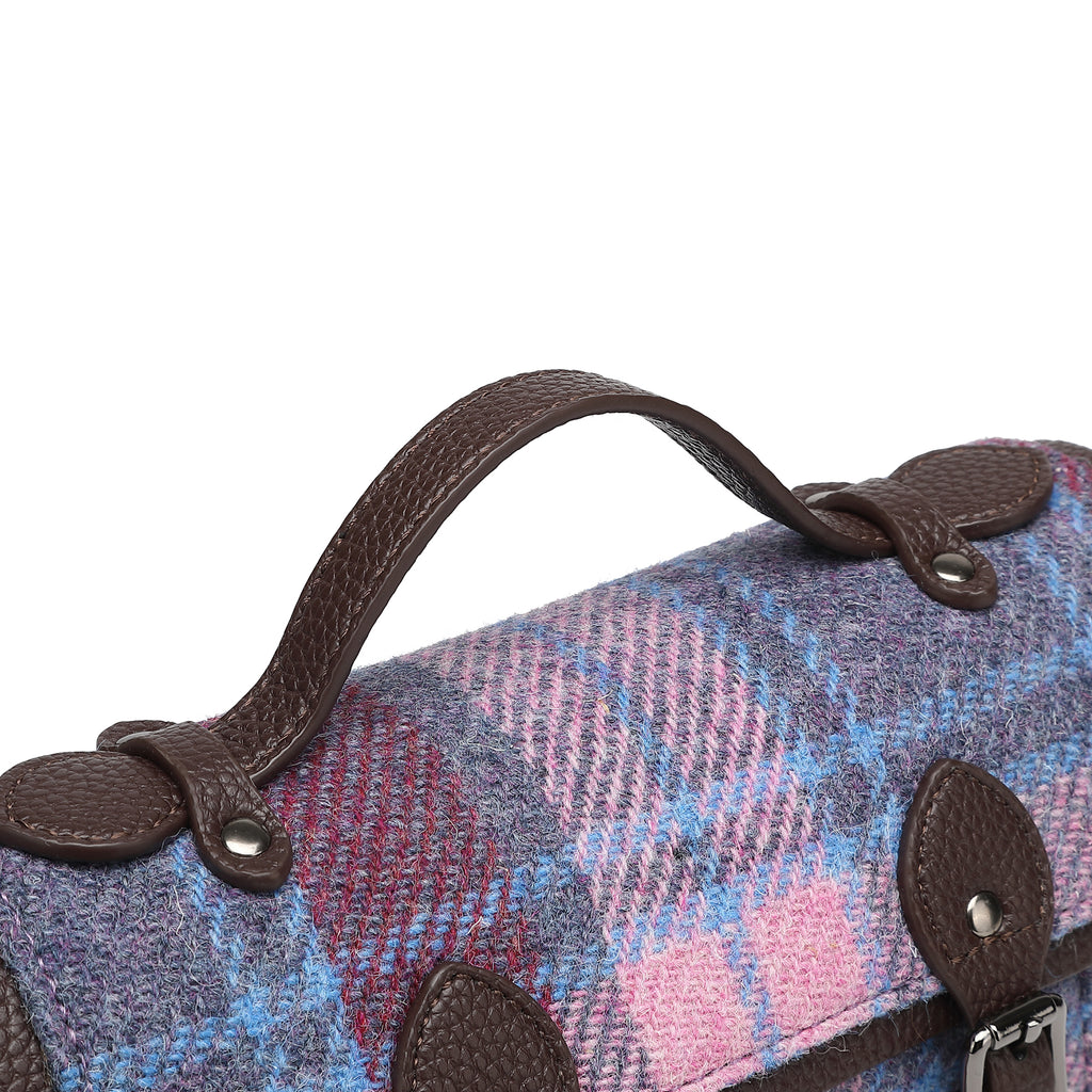 Harris Tweed Edinburgh Satchel Purple Blue/Dark Brown