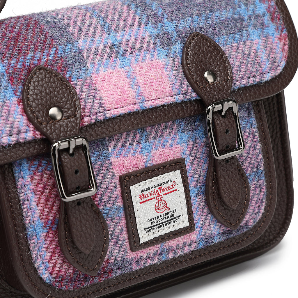 Harris Tweed Edinburgh Satchel Purple Blue/Dark Brown