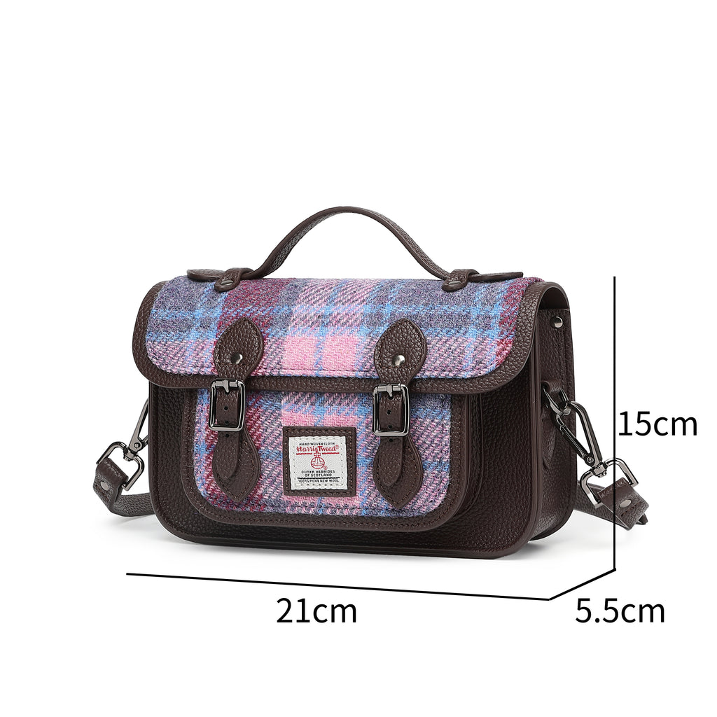 Harris Tweed Edinburgh Satchel Purple Blue/Dark Brown